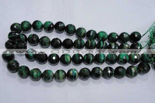 CTE1017 15.5 inches 16mm faceted round dyed green tiger eye beads