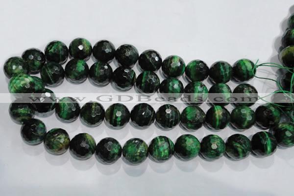 CTE1018 15.5 inches 18mm faceted round dyed green tiger eye beads