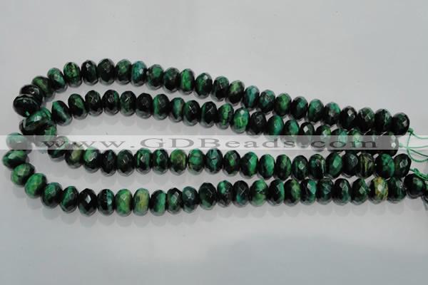 CTE1022 15.5 inches 6*10mm faceted rondelle dyed green tiger eye beads