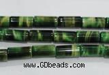 CTE1029 15.5 inches 6*12mm tube dyed green tiger eye beads wholesale