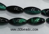 CTE1036 15.5 inches 8*18mm rice dyed green tiger eye beads