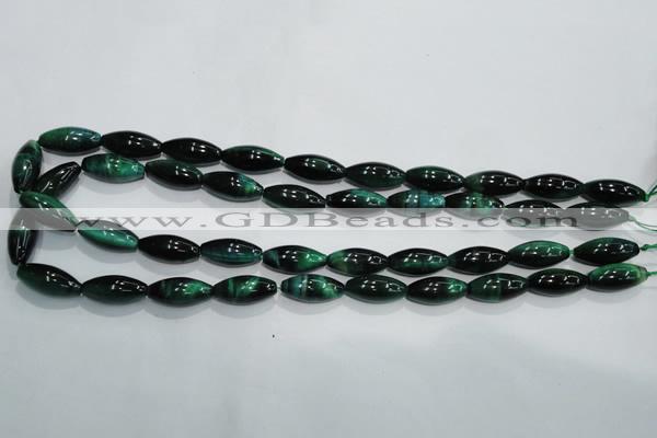 CTE1036 15.5 inches 8*18mm rice dyed green tiger eye beads