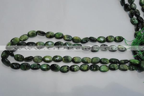 CTE1048 15.5 inches 10*14mm oval dyed green tiger eye beads