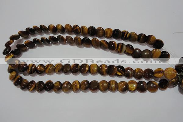 CTE1091 15.5 inches 12mm flat round yellow tiger eye beads