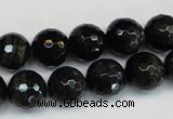 CTE1189 15.5 inches 12mm faceted round blue tiger eye beads