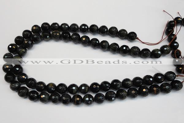 CTE1190 15.5 inches 14mm faceted round blue tiger eye beads