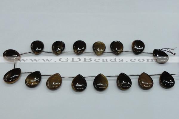 CTE126 18*25mm top-drilled flat teardrop yellow tiger eye beads wholesale