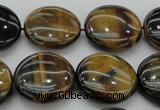 CTE1350 15.5 inches 20mm flat round yellow & blue tiger eye beads