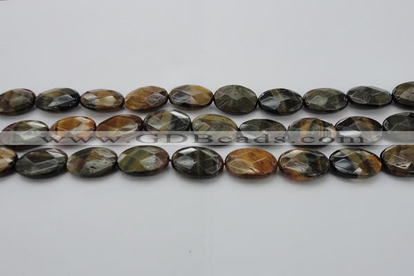 CTE1372 15.5 inches 15*20mm faceted oval yellow & blue tiger eye beads