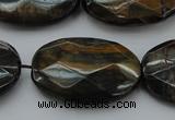 CTE1376 15.5 inches 30*40mm faceted oval yellow & blue tiger eye beads