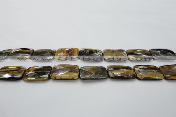 CTE1391 15.5 inches 25*35mm faceted rectangle yellow & blue tiger eye beads