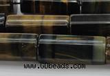 CTE1395 15.5 inches 15*40mm faceted tube yellow & blue tiger eye beads