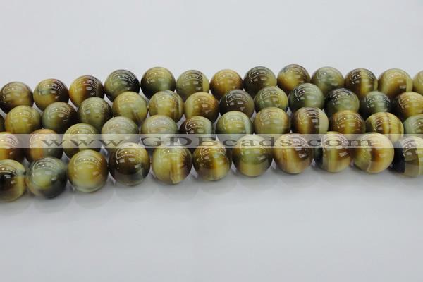 CTE1447 15.5 inches 18mm round golden & blue tiger eye beads