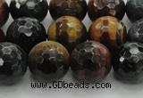 CTE1475 15.5 inches 14mm faceted round mixed tiger eye beads