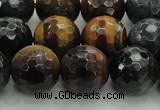 CTE1476 15.5 inches 16mm faceted round mixed tiger eye beads