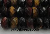 CTE1483 15.5 inches 7*12mm faceted rondelle mixed tiger eye beads