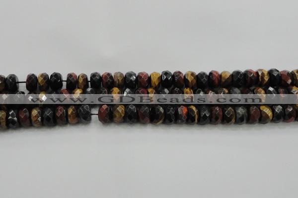 CTE1483 15.5 inches 7*12mm faceted rondelle mixed tiger eye beads