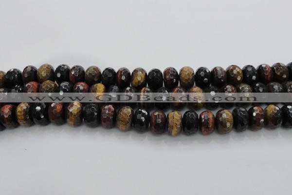 CTE1485 15.5 inches 10*16mm faceted rondelle mixed tiger eye beads