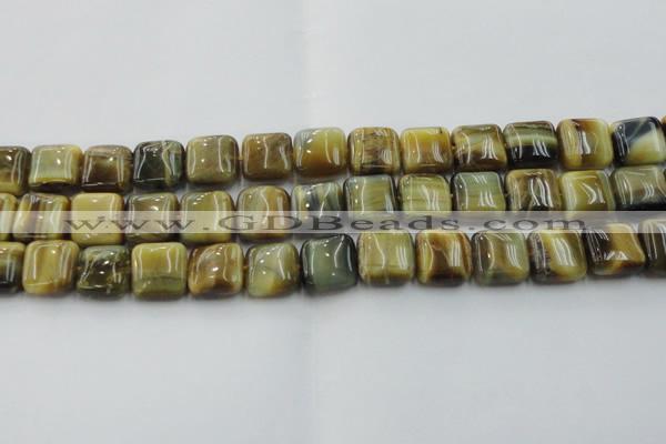 CTE1565 15.5 inches 14*14mm square golden & blue tiger eye beads wholesale