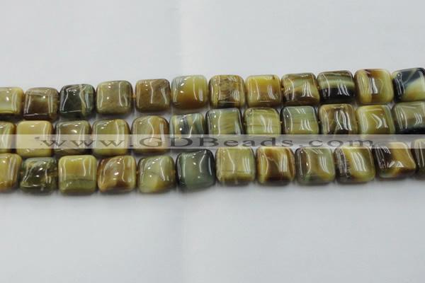 CTE1566 15.5 inches 16*16mm square golden & blue tiger eye beads wholesale