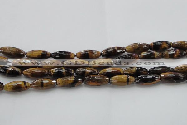 CTE1586 15.5 inches 8*18mm faceted rice yellow tiger eye beads