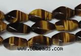 CTE172 15.5 inches 8*16mm twisted rice yellow tiger eye gemstone beads