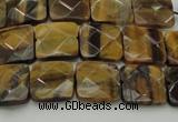 CTE1731 15.5 inches 10*10mm faceted square yellow tiger eye beads