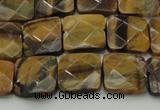 CTE1732 15.5 inches 12*12mm faceted square yellow tiger eye beads