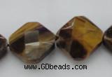 CTE1738 15.5 inches 20*20mm faceted diamond yellow tiger eye beads