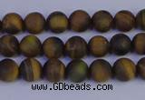 CTE1810 15.5 inches 4mm round matte yellow iron tiger beads