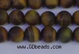 CTE1812 15.5 inches 8mm round matte yellow iron tiger beads