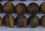 CTE1815 15.5 inches 14mm round matte yellow iron tiger beads