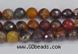 CTE1818 15.5 inches 4mm faceted round red iron tiger beads