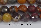 CTE1821 15.5 inches 10mm faceted round red iron tiger beads