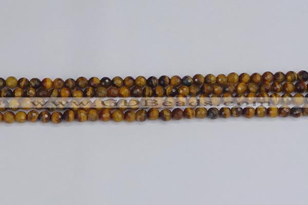 CTE1826 15.5 inches 4mm faceted round yellow tiger eye beads