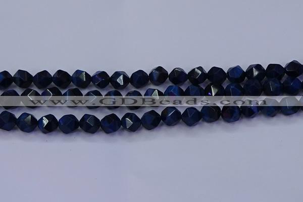 CTE1913 15.5 inches 10mm faceted nuggets blue tiger eye beads