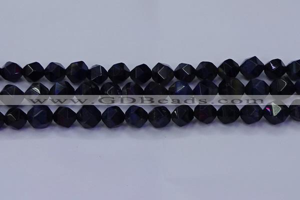 CTE1919 15.5 inches 12mm faceted nuggets blue tiger eye beads