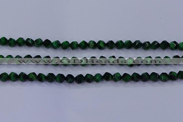 CTE1921 15.5 inches 6mm faceted nuggets green tiger eye beads