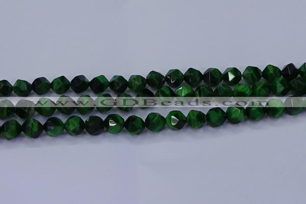 CTE1923 15.5 inches 10mm faceted nuggets green tiger eye beads