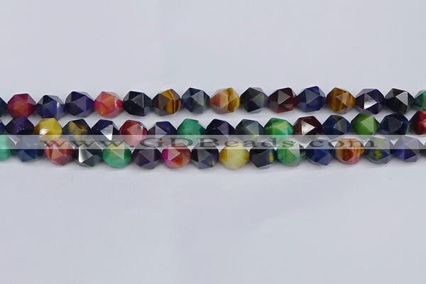 CTE1970 15.5 inches 8mm faceted nuggets mixed tiger eye beads