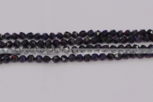 CTE1981 15.5 inches 6mm faceted nuggets blue tiger eye beads