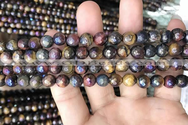 CTE2002 15.5 inches 8mm faceted round AB-color mixed tiger eye beads