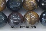 CTE2096 15.5 inches 12mm faceted round AB-color mixed tiger eye beads