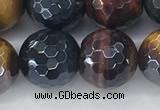 CTE2097 15.5 inches 14mm faceted round AB-color mixed tiger eye beads