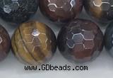 CTE2098 15.5 inches 16mm faceted round AB-color mixed tiger eye beads