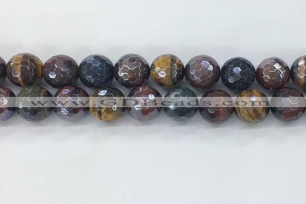 CTE2099 15.5 inches 18mm faceted round AB-color mixed tiger eye beads