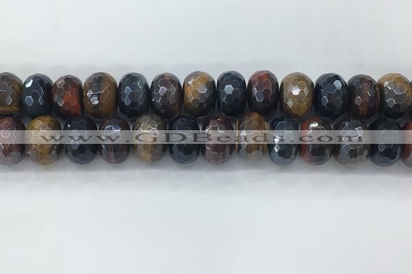 CTE2107 12*18mm faceted rondelle AB-color mixed tiger eye beads