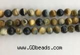 CTE2123 15.5 inches 12mm round golden & blue tiger eye beads