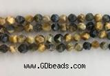 CTE2126 15.5 inches 8mm faceted nuggets golden & blue tiger eye beads