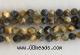 CTE2128 15.5 inches 12mm faceted nuggets golden & blue tiger eye beads